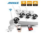 [960P ProHD] ANNKE 4CH 960P HD Wireless Security Camera System 1.30Megapixel 960P Wifi Outdoor IP Camera w Network NVR Recorder Wifi Kit Support Smartphone Re