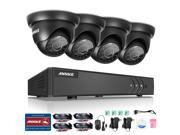 ANNKE 8CH 720P HD TVI Security DVR Recorder System and 4 1280TVL Outdoor Fixed Dome Cameras with IP66 Weatherproof Day Night Vision Motion Detection Email