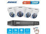 Annke 8 Channel 1080P HD TVI DVR Recorder with 4xHD 1080P 2.1Mega Pixels CCTV Dome Cameras system with Smart Search Playback Smart Motion Detection Email Al