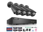 ANNKE 8CH 1080N TVI DVR Recorder Security System with 4x 960P 1.3Megapixels Day Night Weatherproof CCTV Cameras Easy Remote Web Mobile Access Weatherproof N