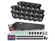 ANNKE 16CH 1080N 720P HD TVI Security DVR Recorder System with 2TB Surveillance Hard Drive and 16 HD 1.0MP 1280*720P CCTV Bullet Cameras IP66 Weatherproof S