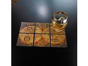 Antique Map Leather Coasters Set of 6