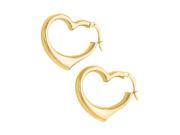 14k Yellow Gold 25 mm Hinged Heart Hoop Earrings