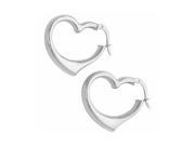 14k White Gold 20 mm Hinged Heart Hoop Earrings