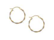 14k Two tone Gold 17 mm Twisted Hoop Earrings