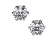 Silvertone Surgical Steel Clear Cubic Zirconia Stud Earring Gift Set 5 pair