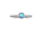 Sterling Silver Round cut Synthetic Opal Stacking Ring