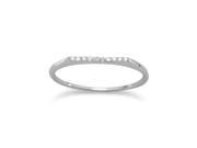 Rhodium Plated Sterling Silver Cubic Zirconia Thin Flat Top Ring