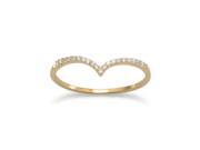 18k Yellow Gold Plated Sterling Silver Cubic Zirconia Thin V Shaped Ring
