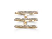 18k Yellow Gold Plated Sterling Silver Cubic Zirconia Connected Triple Band Ring