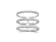 Sterling Silver Cubic Zirconia Connected Triple Band Ring