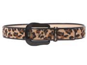Ladies 2 Patent Leather Leopard Print Animal Fur Fashion Belt