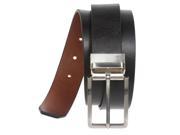 Men s 1 1 4 32 mm Cowhide Rectangular Solid Leather Black Brown Reversible Dress Belt