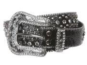 Snap On Western Cowgirl Alligator Rhinestone Studded Leather Belt