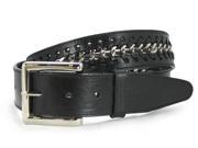 Metal Chain Snap On Oil Tanned Genuine Leather BeltSnap On 1 1 2 Green Black Checkerboard Punk Rock Studded Belt