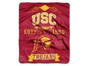 USC Trojans 50 x60 Royal Plush Raschel Throw Blanket Label Design