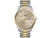 Timex Men s Classics Gold Tone Dial Day Date 24 Hour Time Dress Watch T2M935