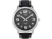 Timex Unisex Silver Tone Case Black Leather Band Easy Reader Watch T28071