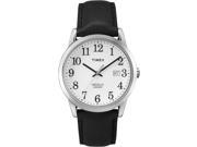 Timex Men s Easy Reader Black Leather Strap White Dial Casual Watch TW2P75600