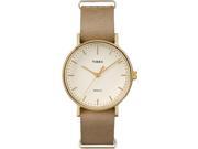Timex Weekender Fairfield 37mm Tan Leather Strap Minimal White Dial TW2P98300