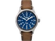 Timex Expedition Scout Brown Leather Strap Blue Dial Date Outdoor TW4B01800