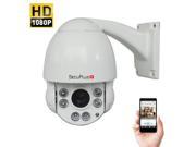 SecuPlug Outdoor 2.0MP HD 1080P Middle Speed Dome IR IP PTZ Camera with 10X Optical Zoom and 100 150ft Night Vision 1920x1080 Resolution Onvif Supported