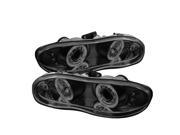 Black Smoke LED Halo Projector Headlights Spyder Auto