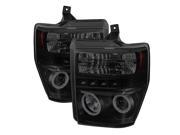 Black Smoke CCFL Halo Projector Headlights Spyder Auto