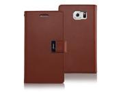 Galaxy S6 Case [Drop Protection] GOOSPERY® Rich Diary [Wallet Type] Premium Soft Faux Leather Case [ID Card Cash Slots] Cover for Samsung Galaxy S6 Brown