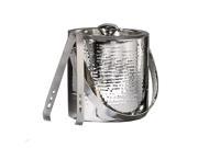 Elegance Double Wall Hammered Ice Bucket w Tongs
