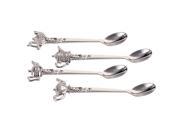 Elegance Set OF 4 Silver Plated Teapot Spoons With Crystal