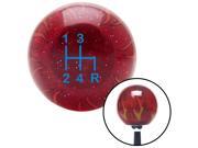 American Shifter Company ASCSNX1564360 Blue Shift Pattern 6n Red Flame Metal Flake Shift Knob fits 4 Speed Shifter rall