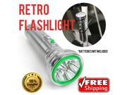 Mini Chrome Retro Vintage Flashlight w 5 LED Lights collectible old chrome age art signal rimmed retro vintage good usa space metal looking deco style vintage