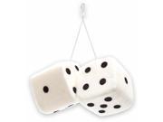 Vintage Parts USA CAR DICE FUZZY LARGE WHITE PLUSH HANG CAR DICE FUZZY furry mirror new 3 inch