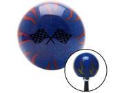 American Shifter Company ASCSNX1569157 Black Dual Racing Flags Blue Flame Metal Flake Shift Knob with M16 x 1.5 Insert