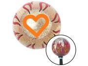 American Shifter Company ASCSNX1550016 Orange Fat Outlined Heart Clear Flame Metal Flake Shift Knob w M16 x 1.5 Insert