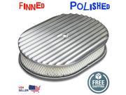 Vintage Parts USA VRT646232 12 Oval Polished Aluminum Finned Air Cleaner W Filter SBC BBC Ford filter new
