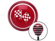 White Dual Checkered Flags Red Stripe Shift Knob with M16 x 1.5 Insert amp 409 handle manual knob oe stick resin grip standard hot lever top aftermarket oem lea