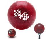 American Shifter Company ASCSNX32521 White Checkered Flags Red Metal Flake Shift Knob with 16mm x 1.5 Insert