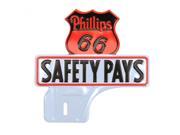 Retro Phillips 66 Aluminum License Plate Topper Safety Pays for Hot Rod Ideal for classic cars rat rods vintage cars. Fits Ford Chevy Dodge Chrysler Mopar