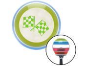 American Shifter Company ASCSNX117720 Green 2 Checkered Race Flags Stripe Shift Knob with M16 x 1.5 Insert dirt