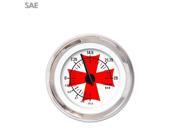 Turbo Gauge SAE Iron Cross White Red Cross Black Modern Needles Chrome component uconnect car accessories chopper racing big block 409 rzr road king matches