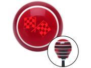 Red Checkered Flags Red Stripe Shift Knob with M16 x 1.5 Insert 1932 hotrod pull aftermarket custom rod top oem lever resin shift standard shift black solid lev