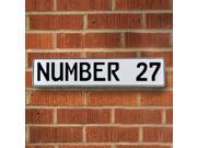 NUMBER 27 White Stamped Street Sign Mancave Wall Art real pressed metal traffic vintage plate pkwy enamel man cave dr personalized custom drive ct way road lice NUMBER 27 White Stamped Street Sign Mancave Wall Art real pressed metal traffic vintage plate pkwy enamel man cave dr personalized custom drive ct way road lice