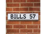 BILLS 57 NFL Buffalo Bills White Stamped Street Sign Mancave Wall Art garage circle plate license drive metal pkwy dr avenue personalized pressed metal ln wall BILLS 57 NFL Buffalo Bills White Stamped Street Sign Mancave Wall Art garage circle plate license drive metal pkwy dr avenue personalized pressed metal ln wall