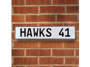 HAWKS 41 NBA Atlanta Hawks White Stamped Street Sign Mancave Wall Art rd court ln dot road traffic sign metal dr man cave street sign ct plate drive avenue gara HAWKS 41 NBA Atlanta Hawks White Stamped Street Sign Mancave Wall Art rd court ln dot road traffic sign metal dr man cave street sign ct plate drive avenue gara