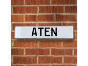 Vintage parts USA VPAYBF69 Aten White Stamped Aluminum Street Sign Mancave Wall Art Vintage parts USA VPAYBF69 Aten White Stamped Aluminum Street Sign Mancave Wall Art