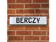 Vintage parts USA VPAYD856 Berczy White Stamped Aluminum Street Sign Mancave Wall Art Vintage parts USA VPAYD856 Berczy White Stamped Aluminum Street Sign Mancave Wall Art