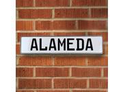 Vintage parts USA VPAYB820 Alameda White Stamped Aluminum Street Sign Mancave Wall Art Vintage parts USA VPAYB820 Alameda White Stamped Aluminum Street Sign Mancave Wall Art
