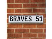 Vintage parts USA VPAY1A61 BRAVES 51 MLB Atlanta Braves White Stamped Street Sign Mancave Wall Art Vintage parts USA VPAY1A61 BRAVES 51 MLB Atlanta Braves White Stamped Street Sign Mancave Wall Art